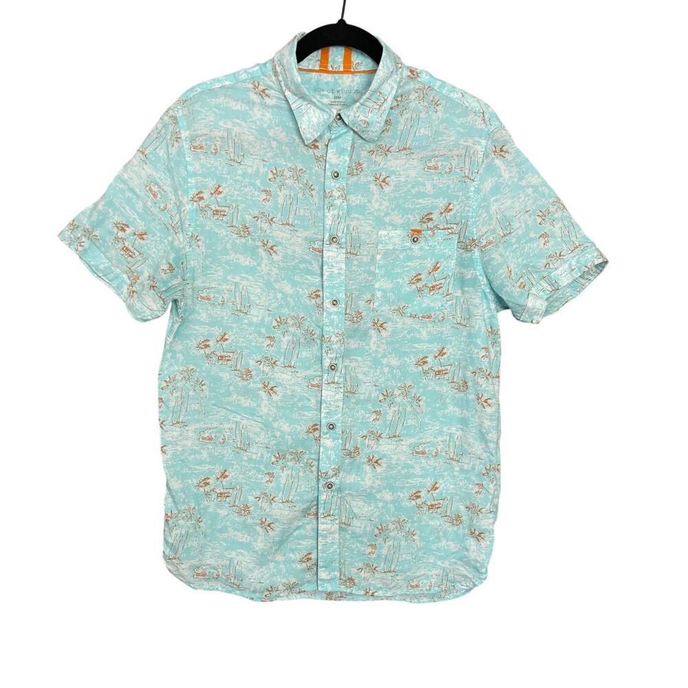 Age of Wisdom Aloha Surf Hawaiian Button Up Shirt Men's Size Medium 100%‎ Modal